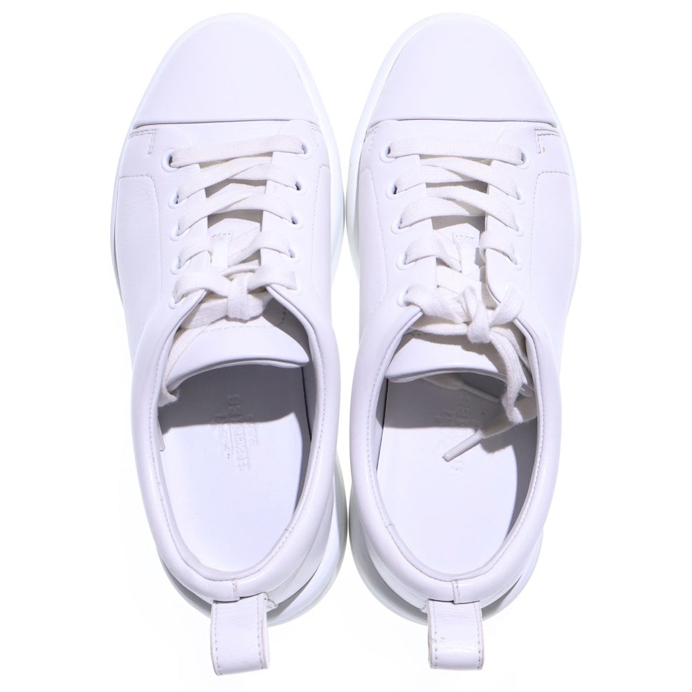 HERMES(エルメス) ハッピー Hロゴ レザー レースアップ ローカットシューズ スニーカー ホワイト レディース