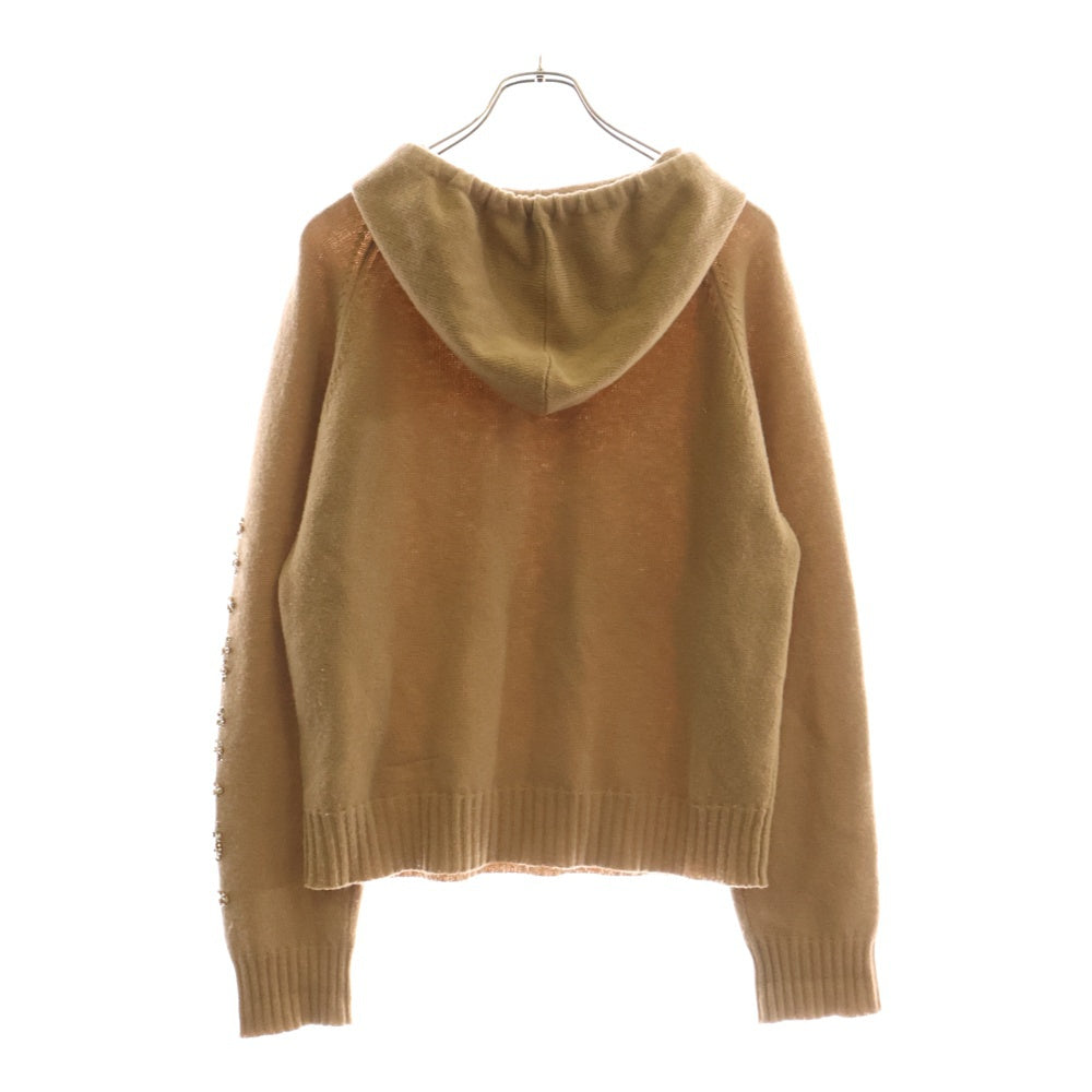 Max Mara(マックスマーラ) ビジュー装飾 カシミヤ混 ウール ニット プルオーバーパーカー フーディー ブラウン レディース 2313660739 6 50