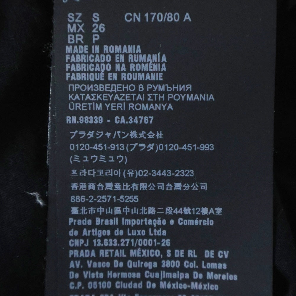 PRADA(プラダ) 22SS ビジュー スタッズ トライアングルロゴワッペン クルーネック 半袖Tシャツ カットソー ブラック レディース 3572AR