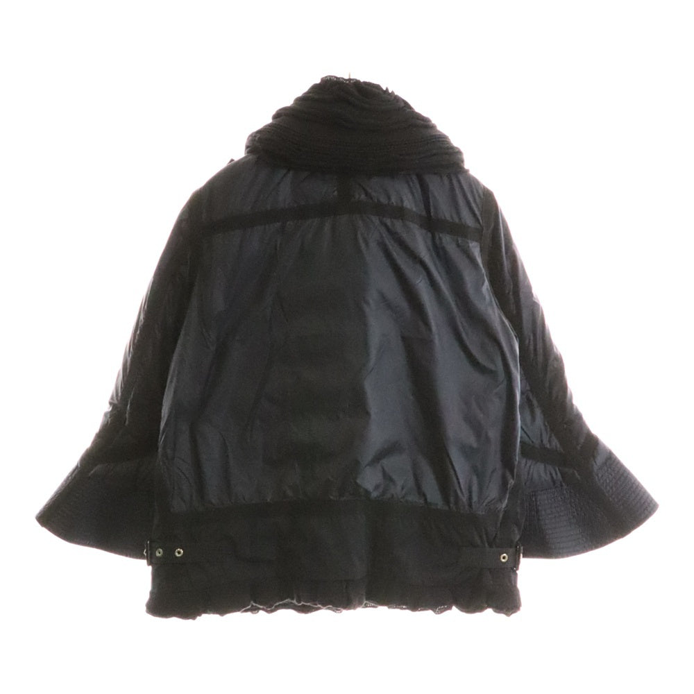 MONCLER(モンクレール) 20AW SHIZU シズ ニット切り替え クロップド ショート丈 ジップアップ ダウンジャケット ネイビー レディース 1109S4592905 53048