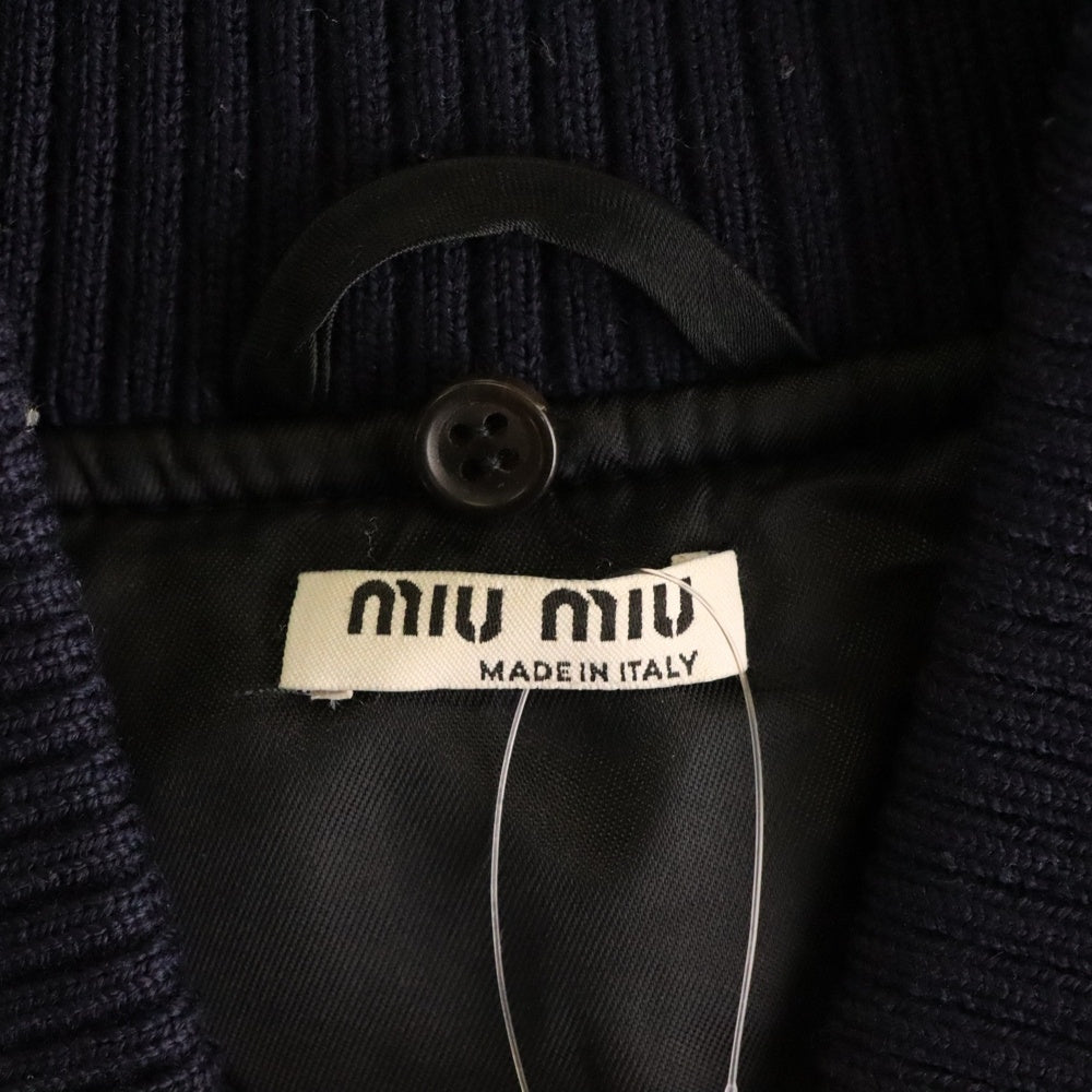 miumiu(ミュウミュウ) 18AW バックタグワッペン ジップアップ 中綿 ボンバージャケット ブルゾン ネイビー ML502