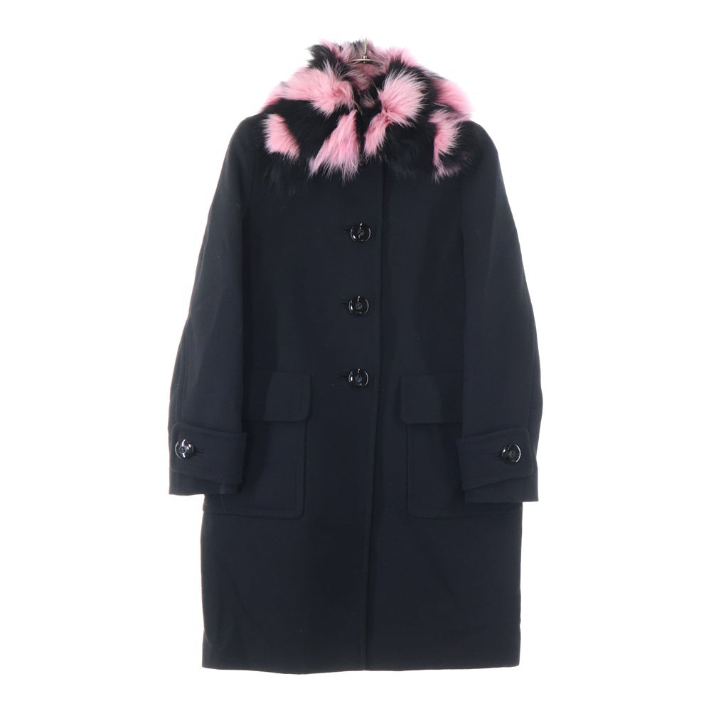 miumiu(ミュウミュウ) 17AW デタッチャブル ウール ステンカラーコート ブラック/ピンク レディース MS1428