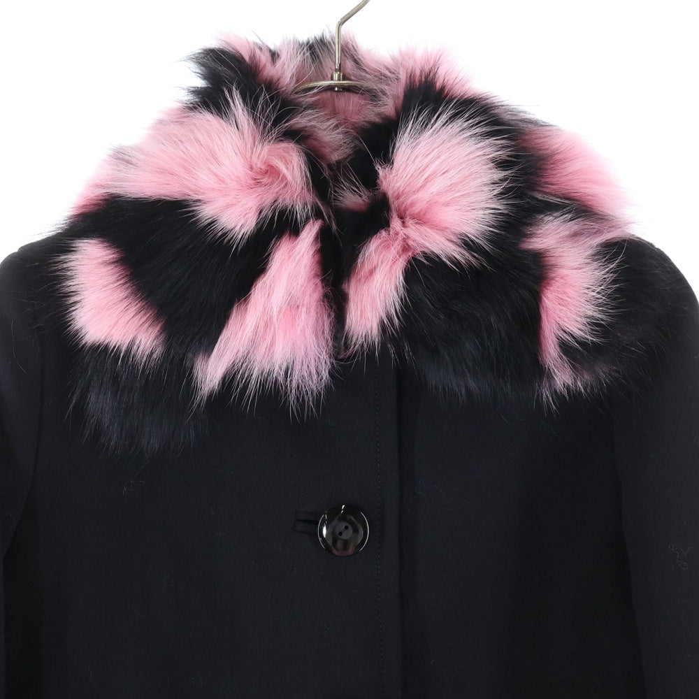 miumiu(ミュウミュウ) 17AW デタッチャブル ウール ステンカラーコート ブラック/ピンク レディース MS1428