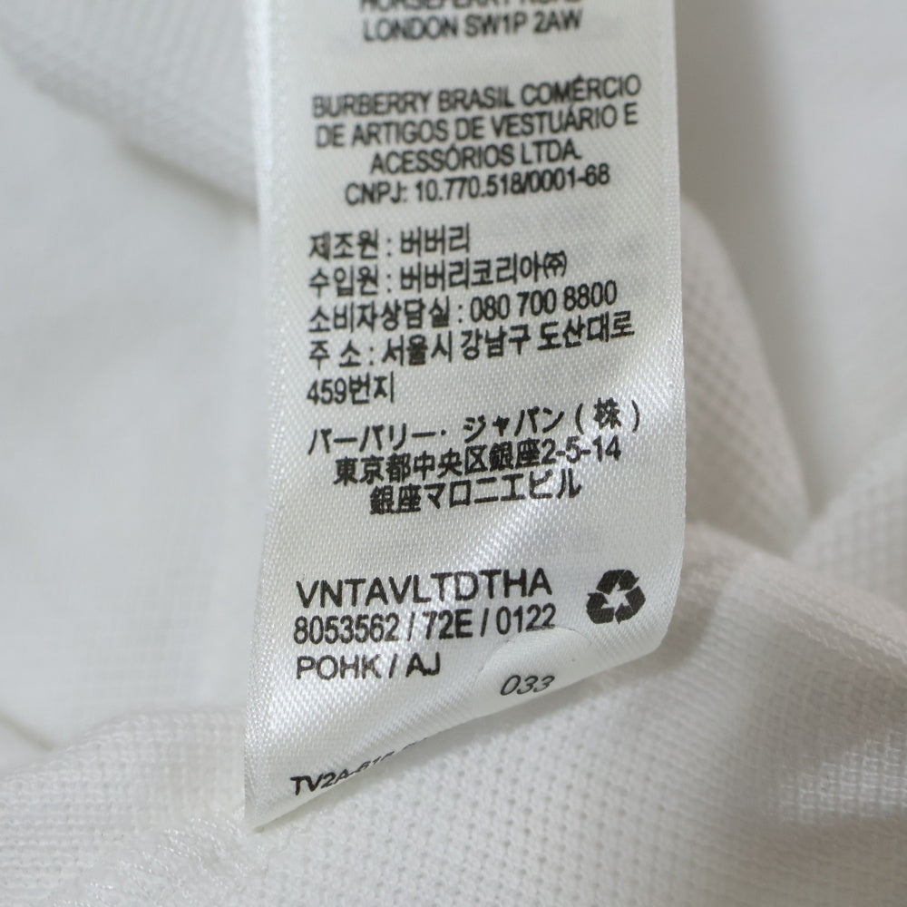 BURBERRY(バーバリー) ノバチェック柄切り替え ラバーワッペンロゴ 半袖ポロシャツ ワンピース ホワイト/ベージュ レディース キッズ 8053562