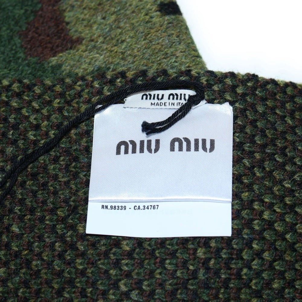 miumiu(ミュウミュウ) カモフラージュ マフラー カーキ オリーブグリーン ウール
