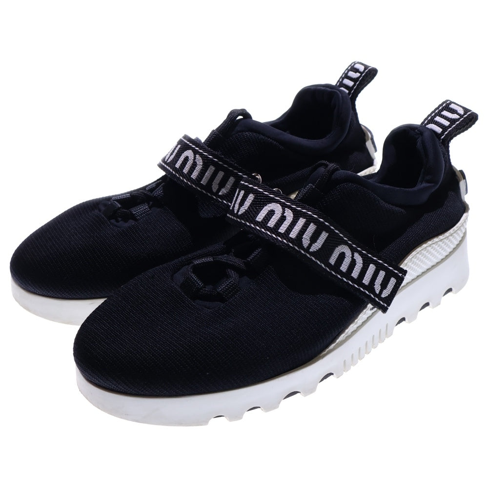 miumiu(ミュウミュウ) ロゴベルト レースアップ ローカットシューズ スニーカー ブラック レディース