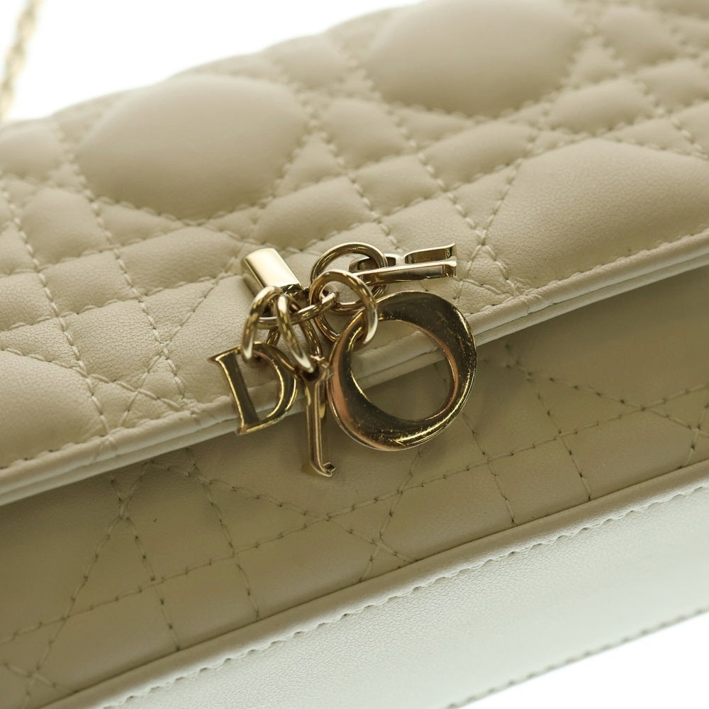 Christian Dior(クリスチャンディオール) マイディオール フォンバッグ ショルダーバッグ チェーンバッグ ミニバッグ ホワイト ゴールド金具 ラムスキン