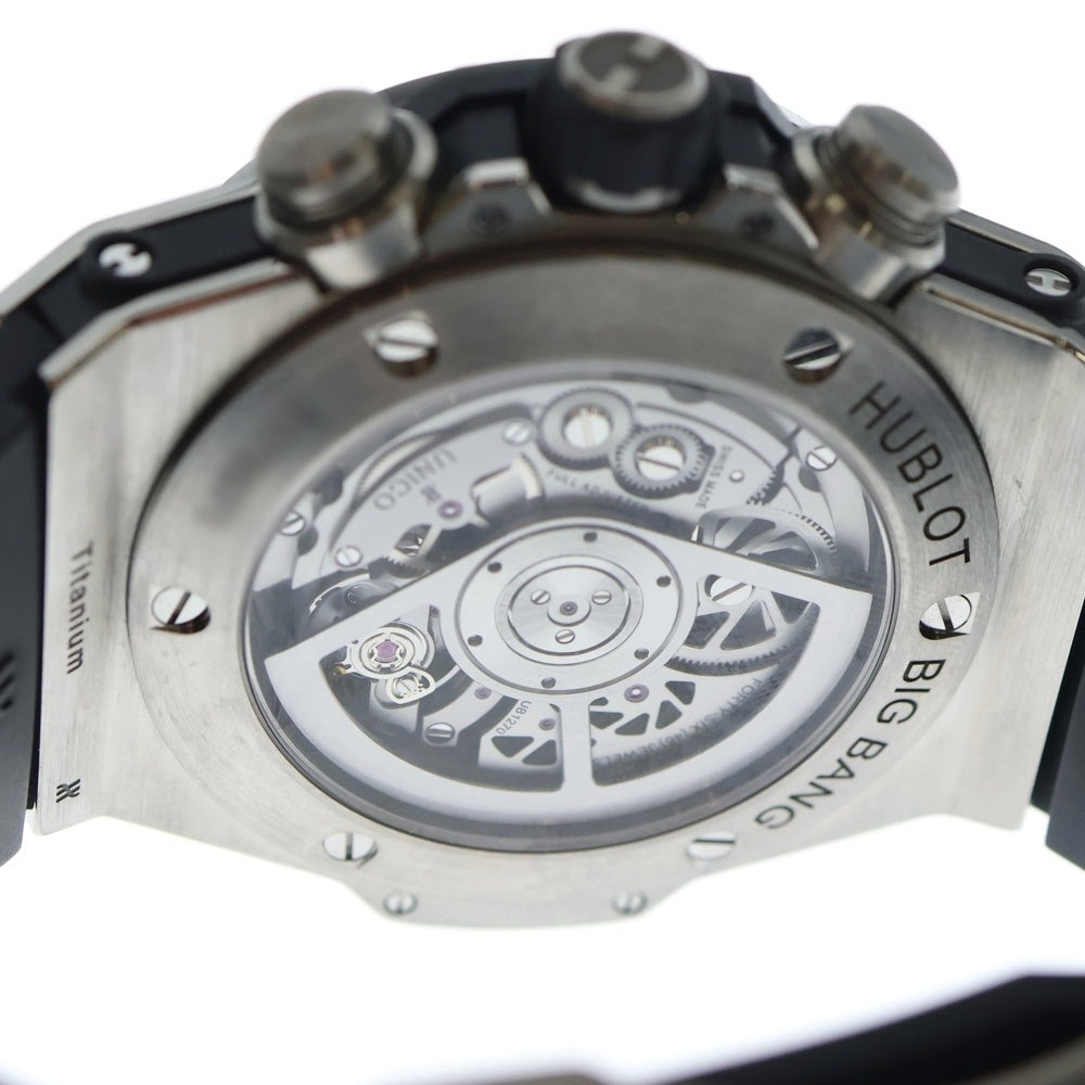 HUBLOT(ウブロ) ビッグバン ウニコ パーペチュアルカレンダー チタニウム セラミック スケルトン文字盤ウォッチ 腕時計 Ti×ラバー/AT ブラック/シルバー 406.nm.0170.rx