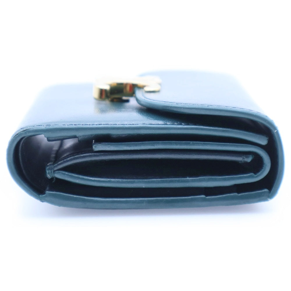 CELINE(セリーヌ) トリオンフ コンパクトウォレット 三つ折り財布 グリーン レザー