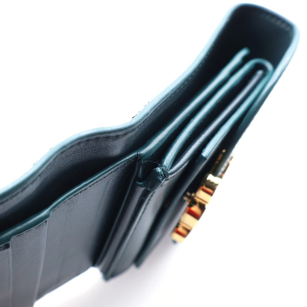 CELINE(セリーヌ) トリオンフ コンパクトウォレット 三つ折り財布 グリーン レザー