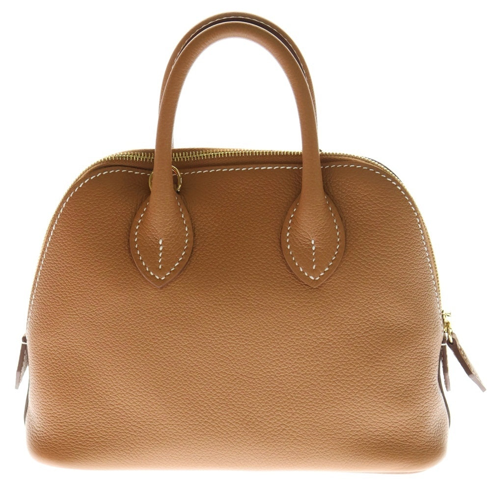 HERMES(エルメス) ボリード1923 ミニ ゴールド×ヴェルソ エバーカラー GD金具 2WAY レザーショルダーバッグ ハンドバッグ ブラウン レディース K刻印