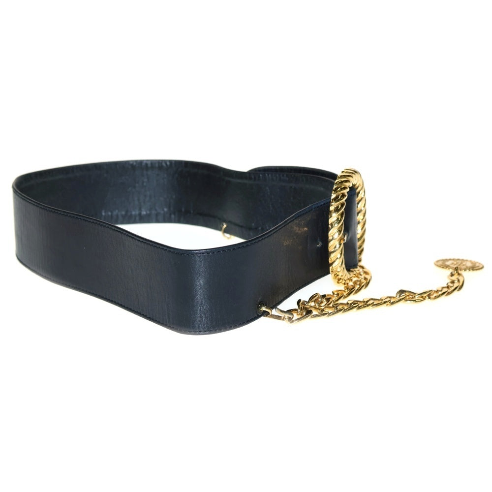 CHANEL(シャネル) カンボンコイン ベルト ブラック×ゴールド GP×レザー