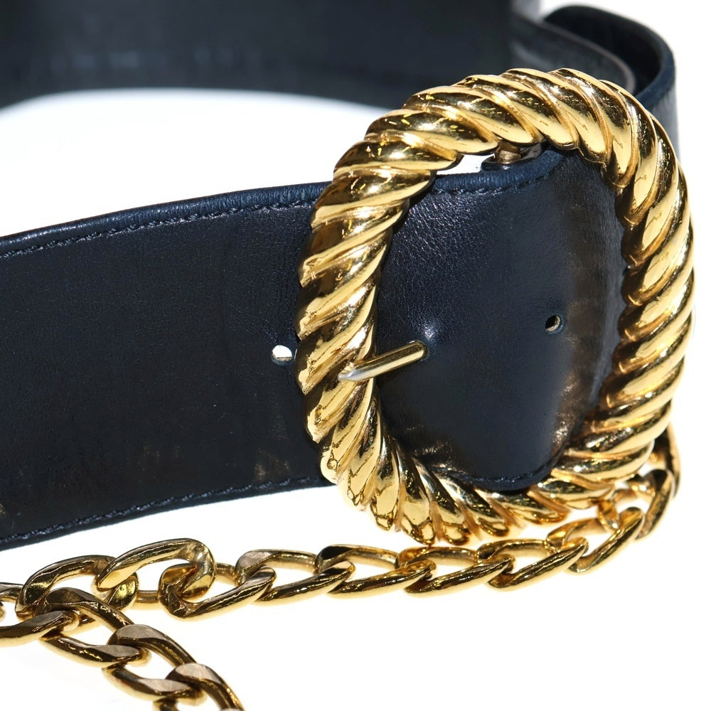 CHANEL(シャネル) カンボンコイン ベルト ブラック×ゴールド GP×レザー