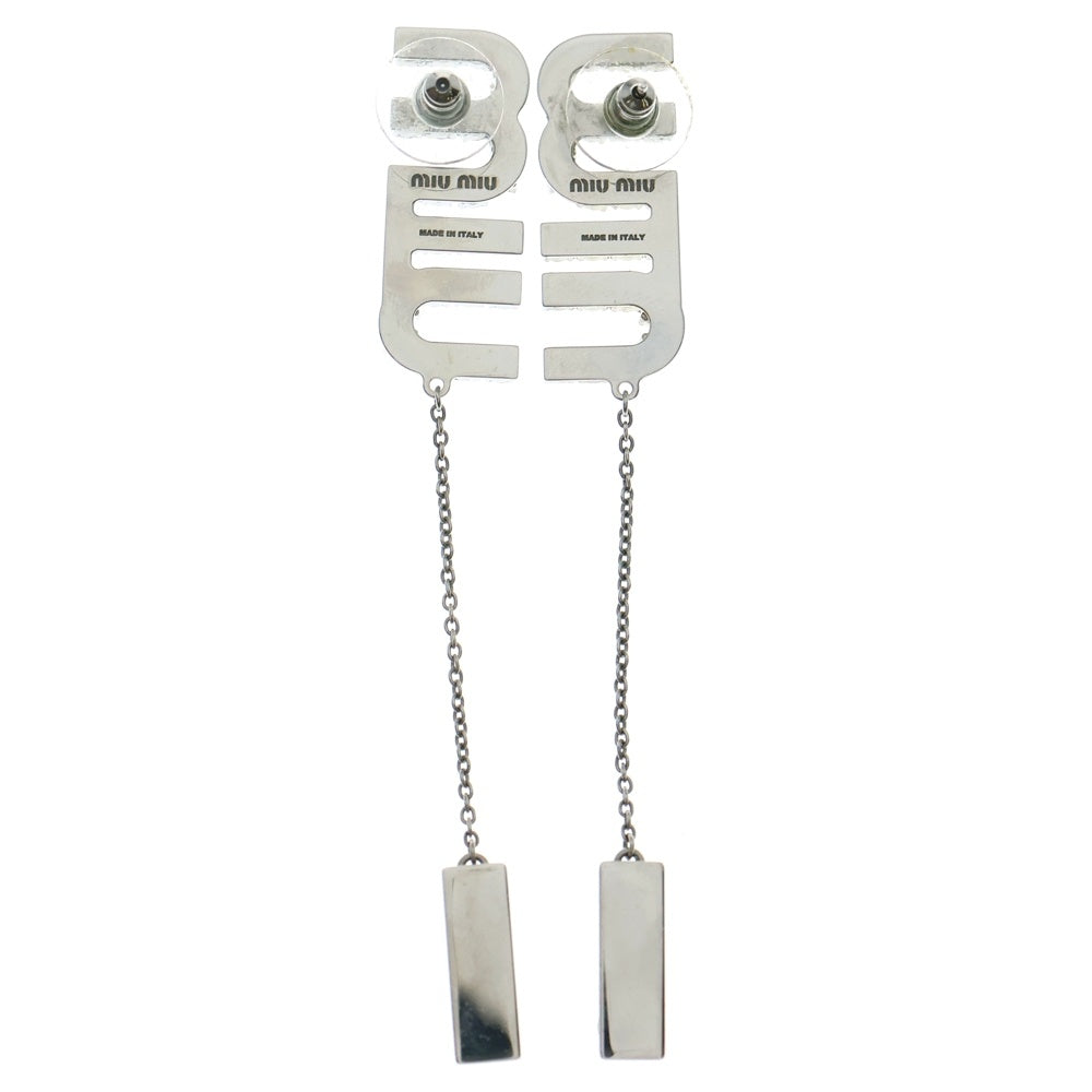 miumiu(ミュウミュウ) ロゴ ラインストーン ピアス イヤーアクセサリー ブルー シルバー金具