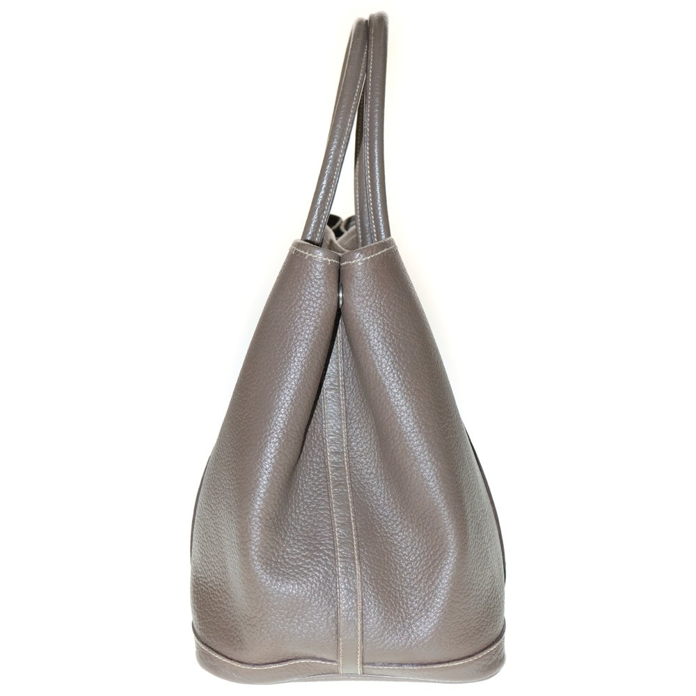 HERMES(エルメス) ガーデンパーティMM エトゥープ ネゴンダ トートバッグ ハンドバッグ レザー ブラウン シルバー金具 □K刻印