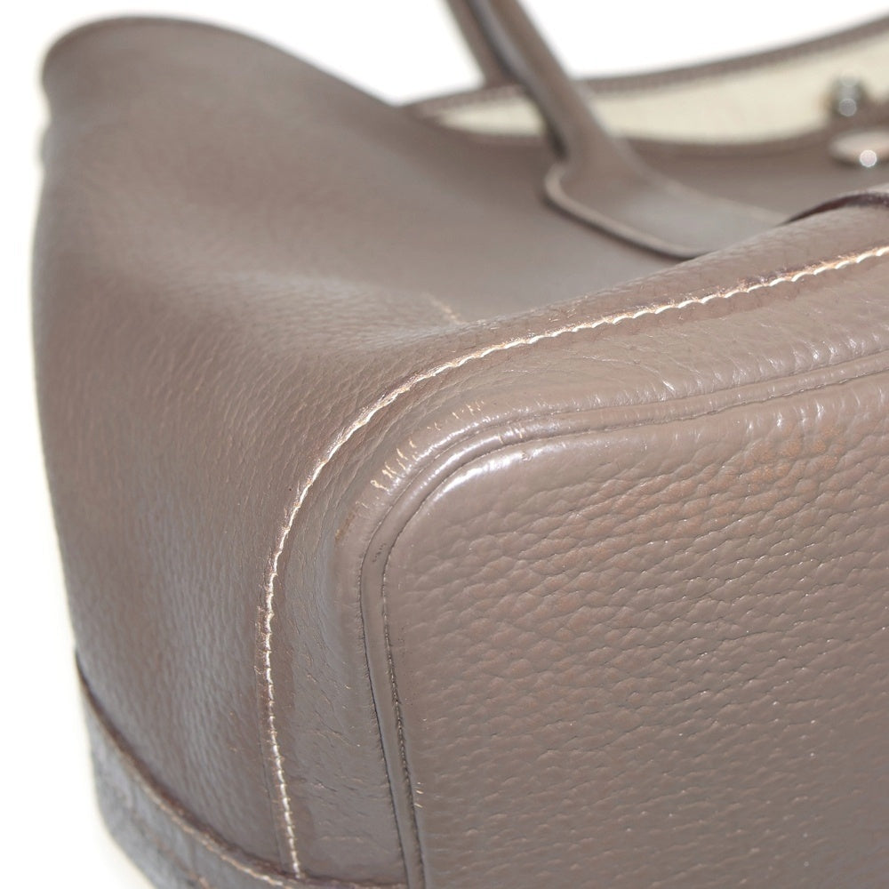 HERMES(エルメス) ガーデンパーティMM エトゥープ ネゴンダ トートバッグ ハンドバッグ レザー ブラウン シルバー金具 □K刻印