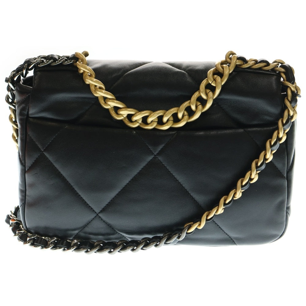 CHANEL(シャネル) シャネル19 ディズヌフ ココマークラムスキン レザー ターンロック 2WAY チェーン ハンド ショルダーバッグ シルバー/ゴールド金具 ブラック AS1160