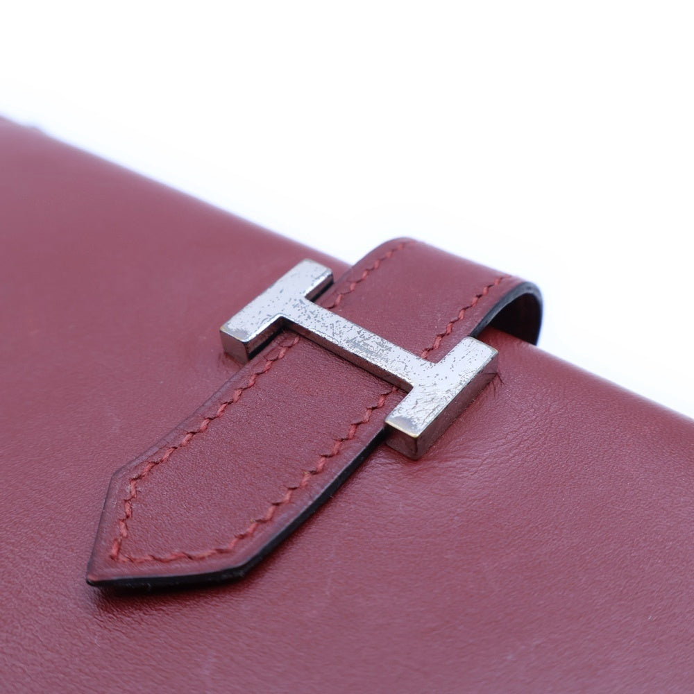 HERMES(エルメス) ベアンクラシック ボックスカーフ レザーロングウォレット 二つ折り長財布 ブラウン □E刻印