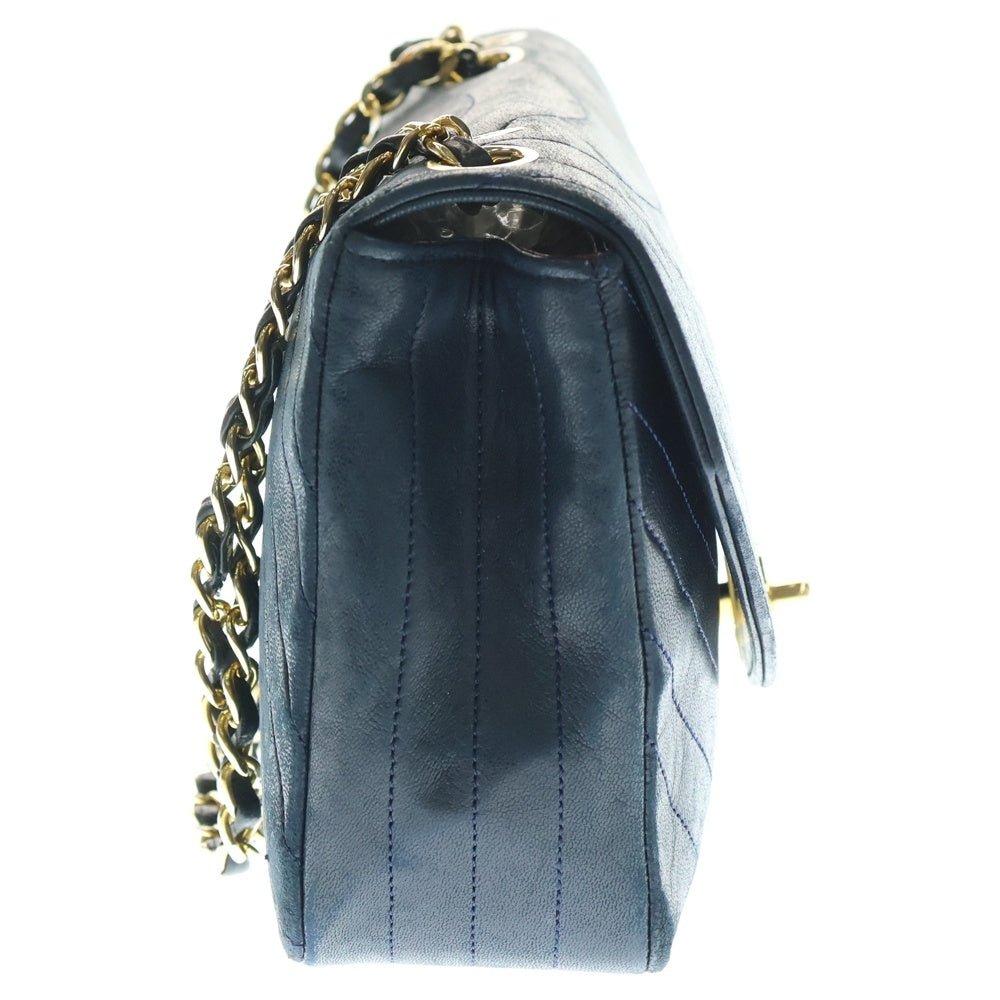 CHANEL(シャネル) ダイアナ ハーフムーン チェーンショルダーバッグ ハンドバッグ ネイビー ゴールド金具 ラムスキン