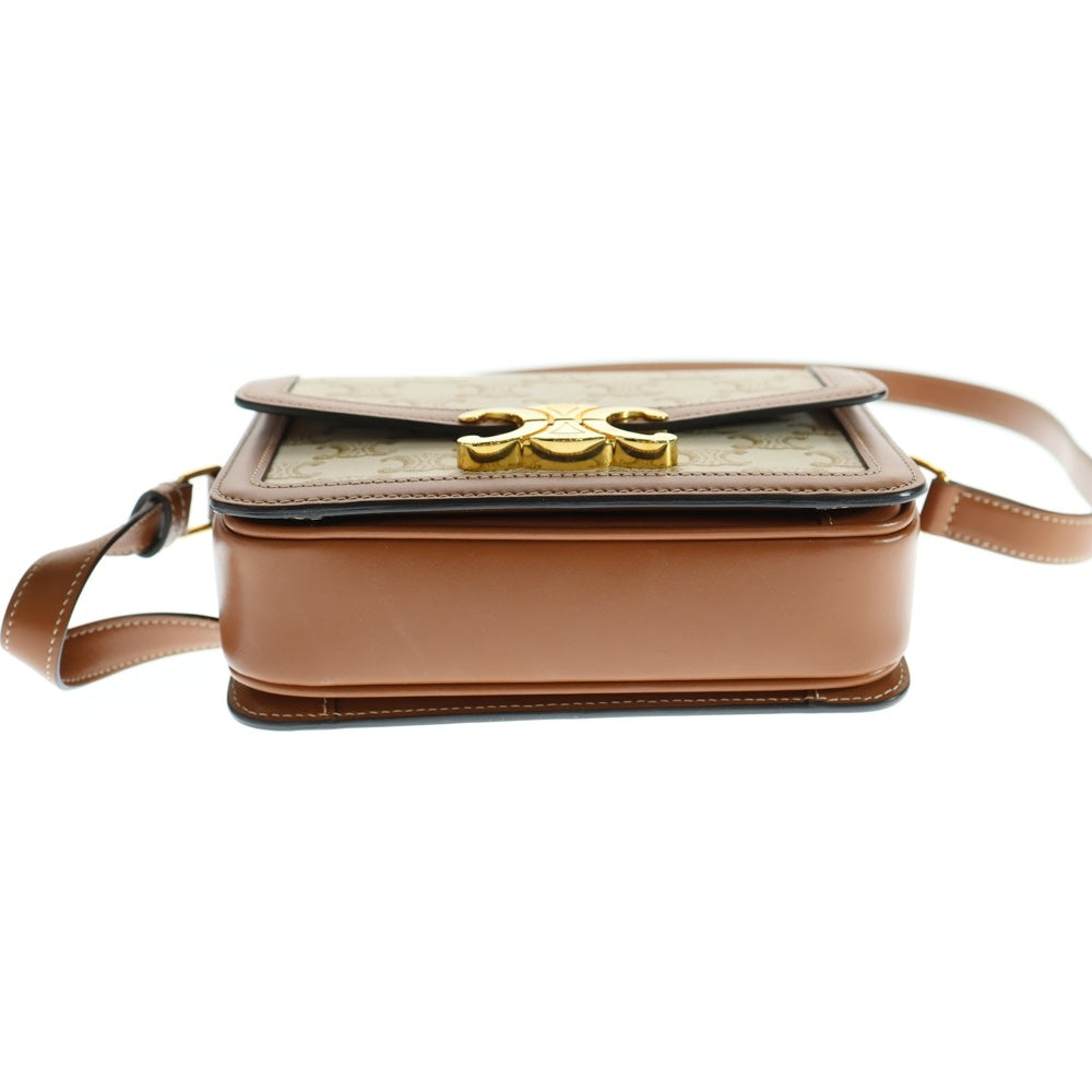 CELINE(セリーヌ) トリオンフ ティーン PVC×レザー ショルダーバッグ ホワイト/ブラウン