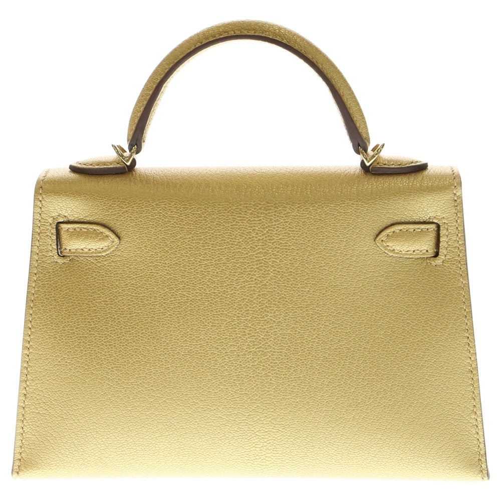 HERMES(エルメス) ミニケリー2 ドレ シェーブルシャムキラ シャンパンゴールド金具 外縫い 2WAY レザーハンドバッグ ショルダーバッグ ゴールド K刻印