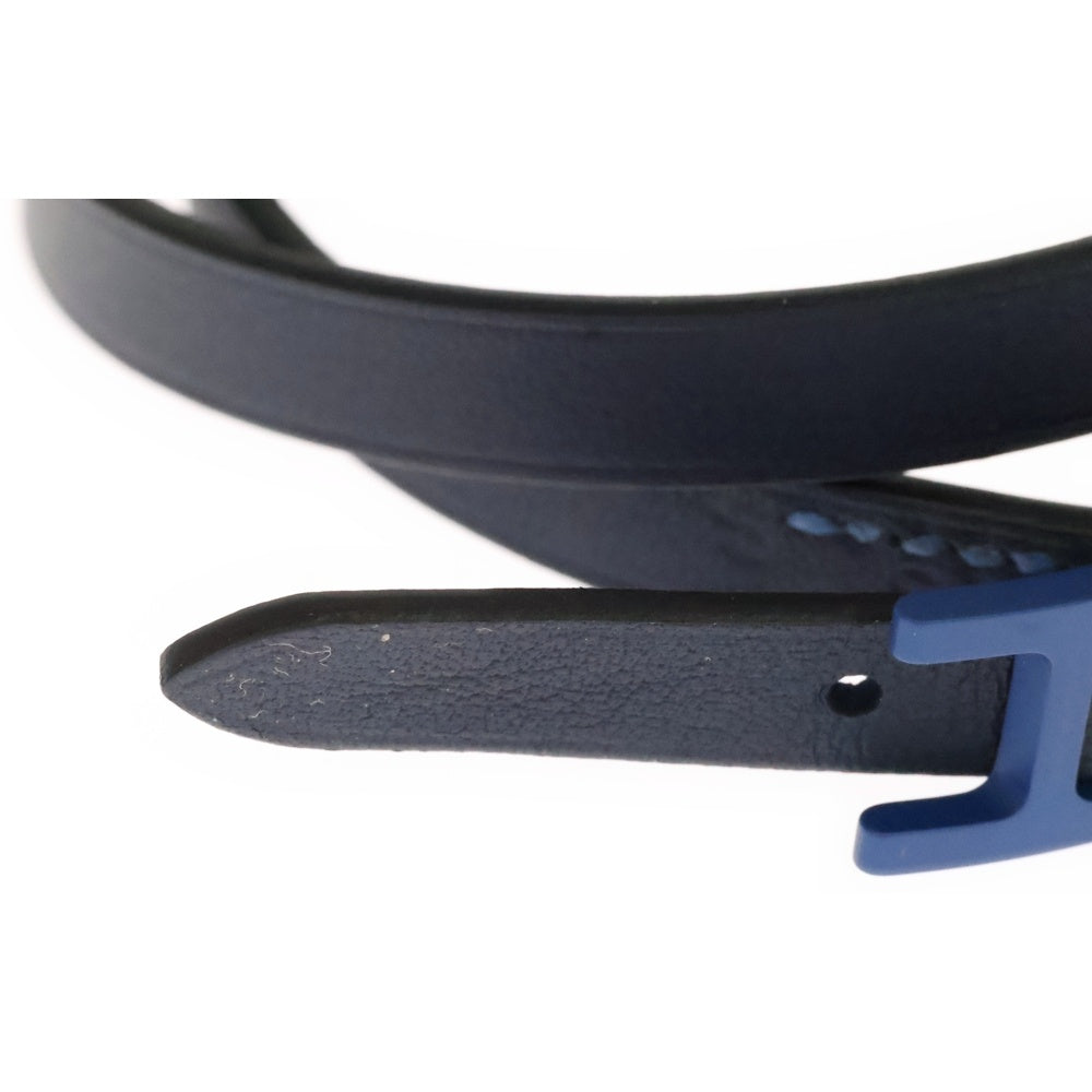 HERMES(エルメス) ビーアピ ドゥブルトゥールブレスレット レザー ブルー金具 レディース