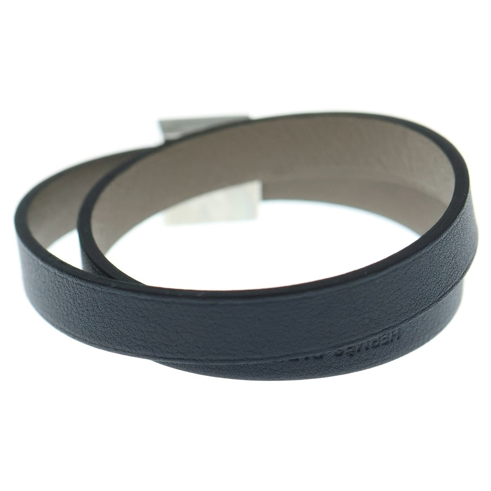 HERMES(エルメス) グリアスファルト スイフト ブレスレット レザー ネイビー×ブラウン シルバー金具 SV