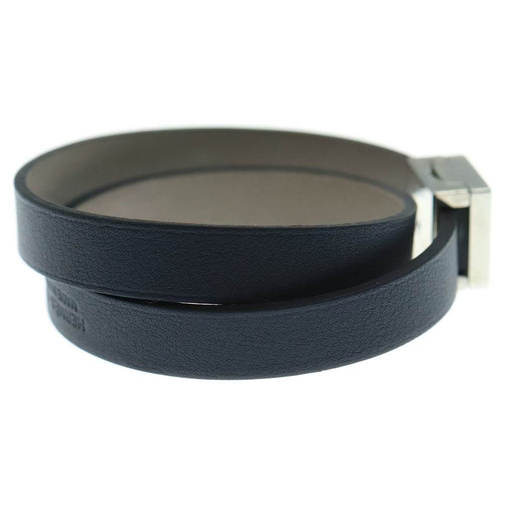 HERMES(エルメス) グリアスファルト スイフト ブレスレット レザー ネイビー×ブラウン シルバー金具 SV