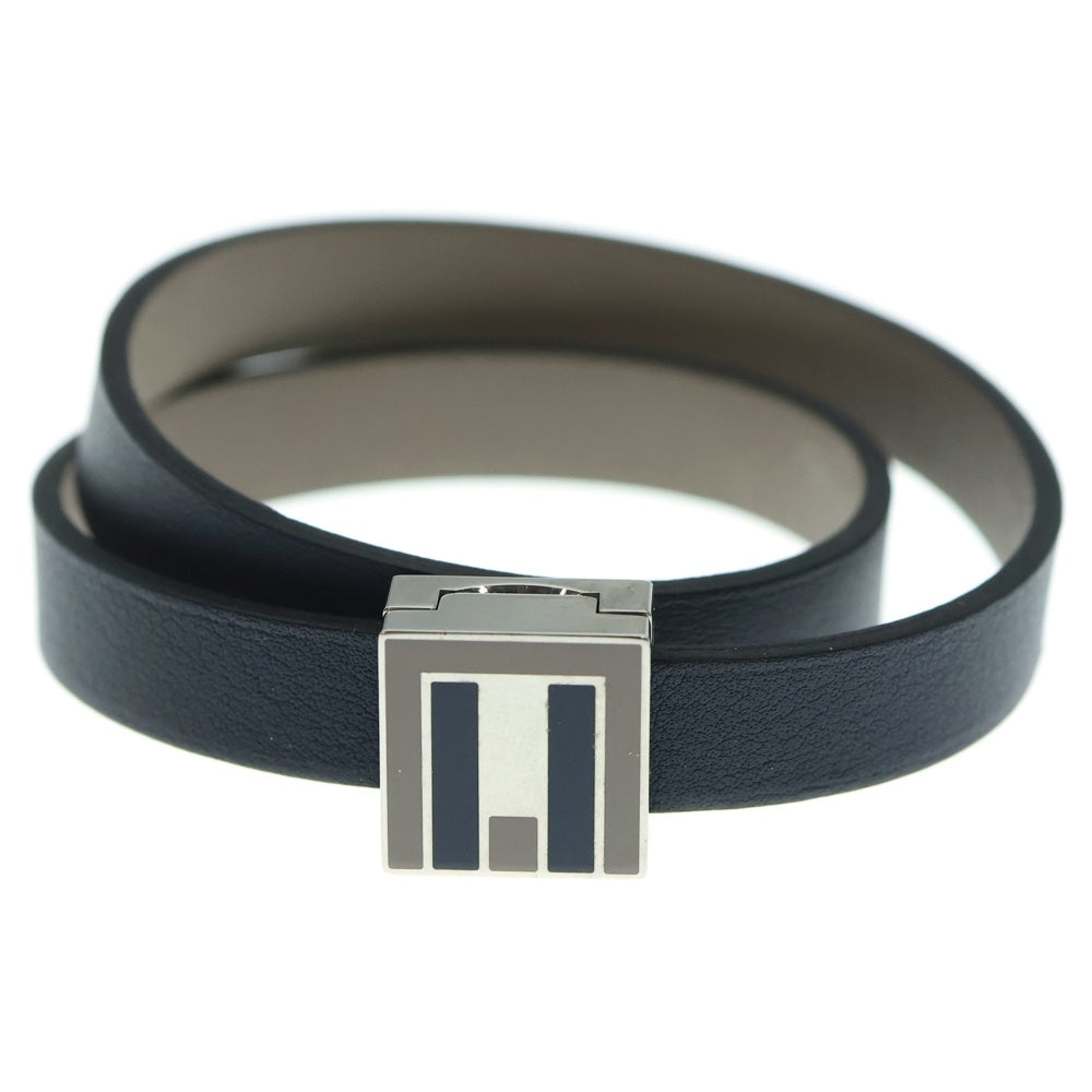 HERMES(エルメス) グリアスファルト スイフト ブレスレット レザー ネイビー×ブラウン シルバー金具 SV