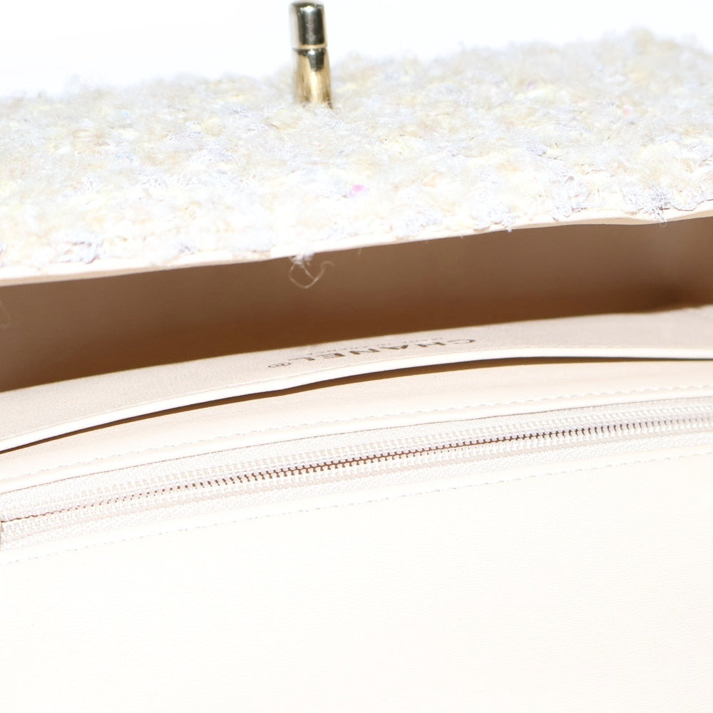 CHANEL(シャネル) マトラッセ20 ツイード チェーンショルダーバッグ ゴールド金具 ベージュ