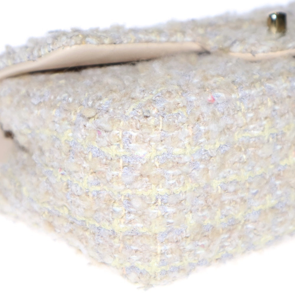 CHANEL(シャネル) マトラッセ20 ツイード チェーンショルダーバッグ ゴールド金具 ベージュ