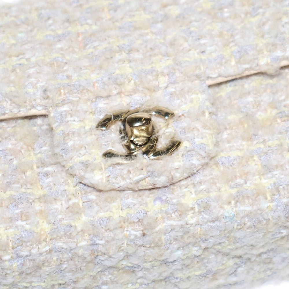 CHANEL(シャネル) マトラッセ20 ツイード チェーンショルダーバッグ ゴールド金具 ベージュ