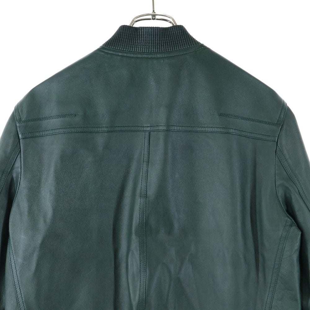 Dior HOMME(ディオールオム) ラムスキン レザー ジップアップ ボンバージャケット ブルゾン グリーン 833L460I0262