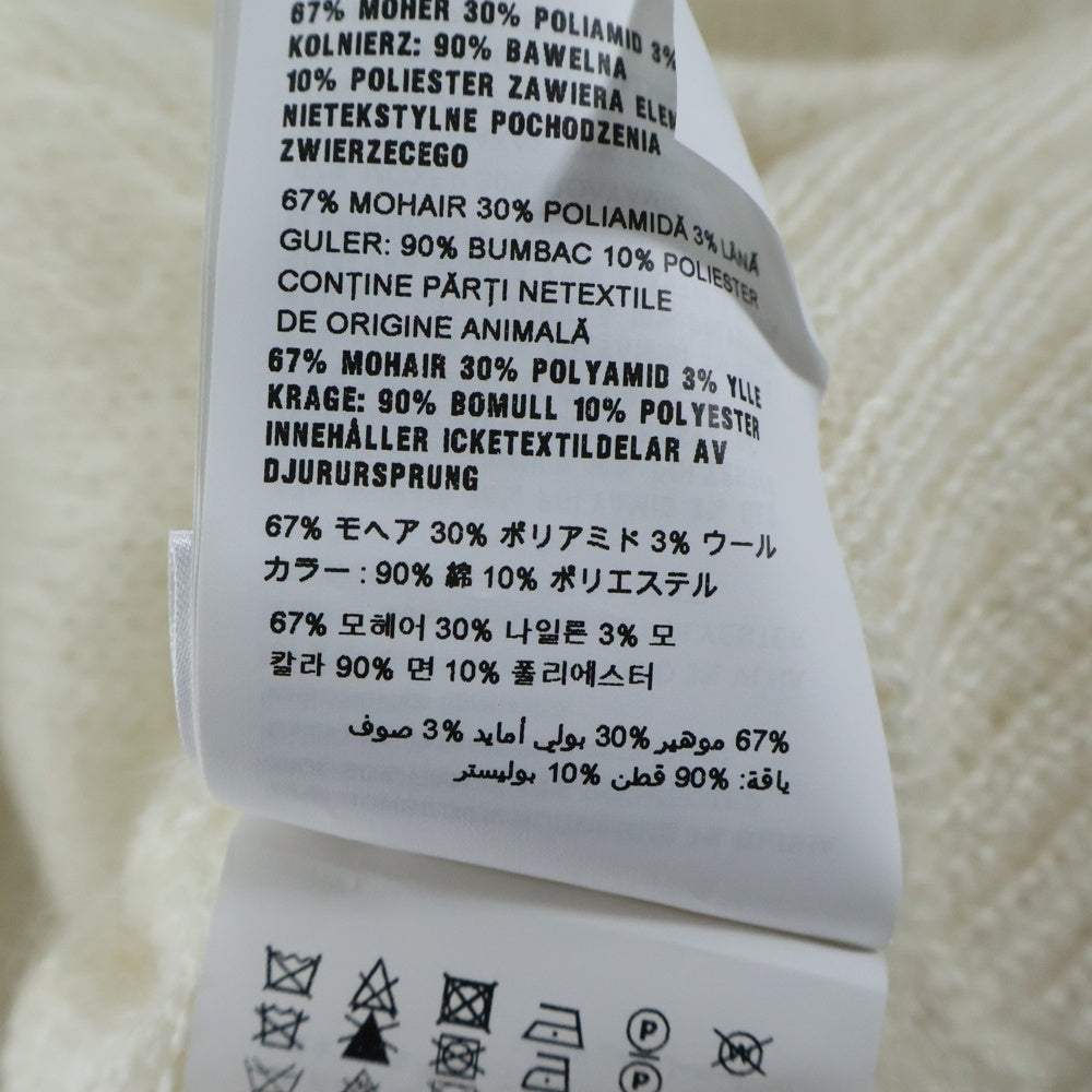 miumiu(ミュウミュウ) 19AW レース リボン デザイン モヘア クルーネック 長袖 ニット カーディガン ホワイト レディース MMF131