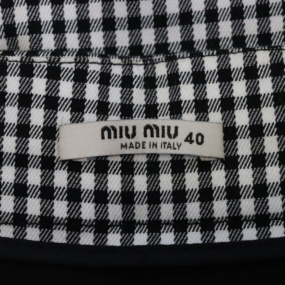 miumiu(ミュウミュウ) 19AW ギンガムチェック総柄 裾ウェーブデザイン ミニスカート ブラック/ホワイト レディース MG1301