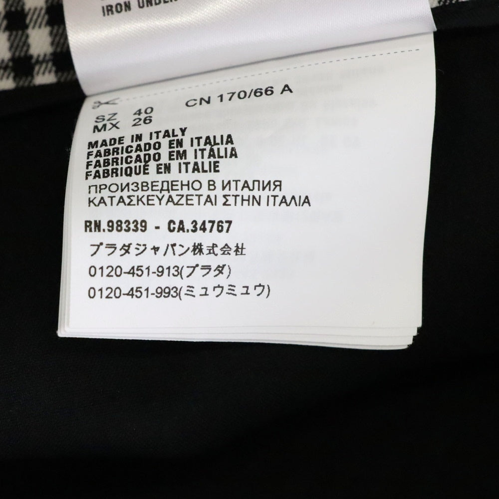 miumiu(ミュウミュウ) 19AW ギンガムチェック総柄 裾ウェーブデザイン ミニスカート ブラック/ホワイト レディース MG1301