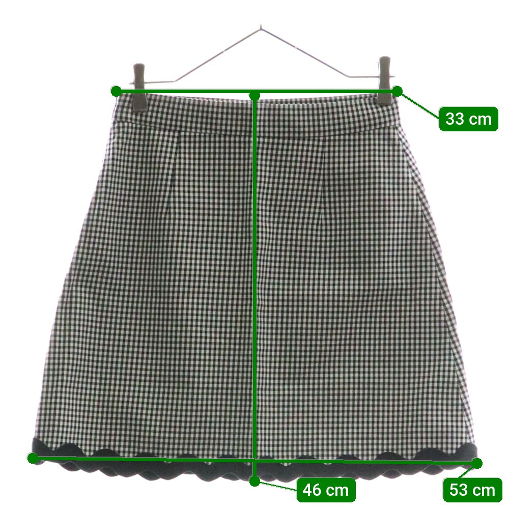 miumiu(ミュウミュウ) 19AW ギンガムチェック総柄 裾ウェーブデザイン ミニスカート ブラック/ホワイト レディース MG1301