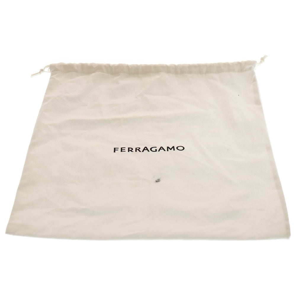 Salvatore Ferragamo(サルヴァトーレ フェラガモ) 2WAY ロゴレザー切替キャンバスハンドバッグ ショルダーバッグ ブラック/ベージュ レディース