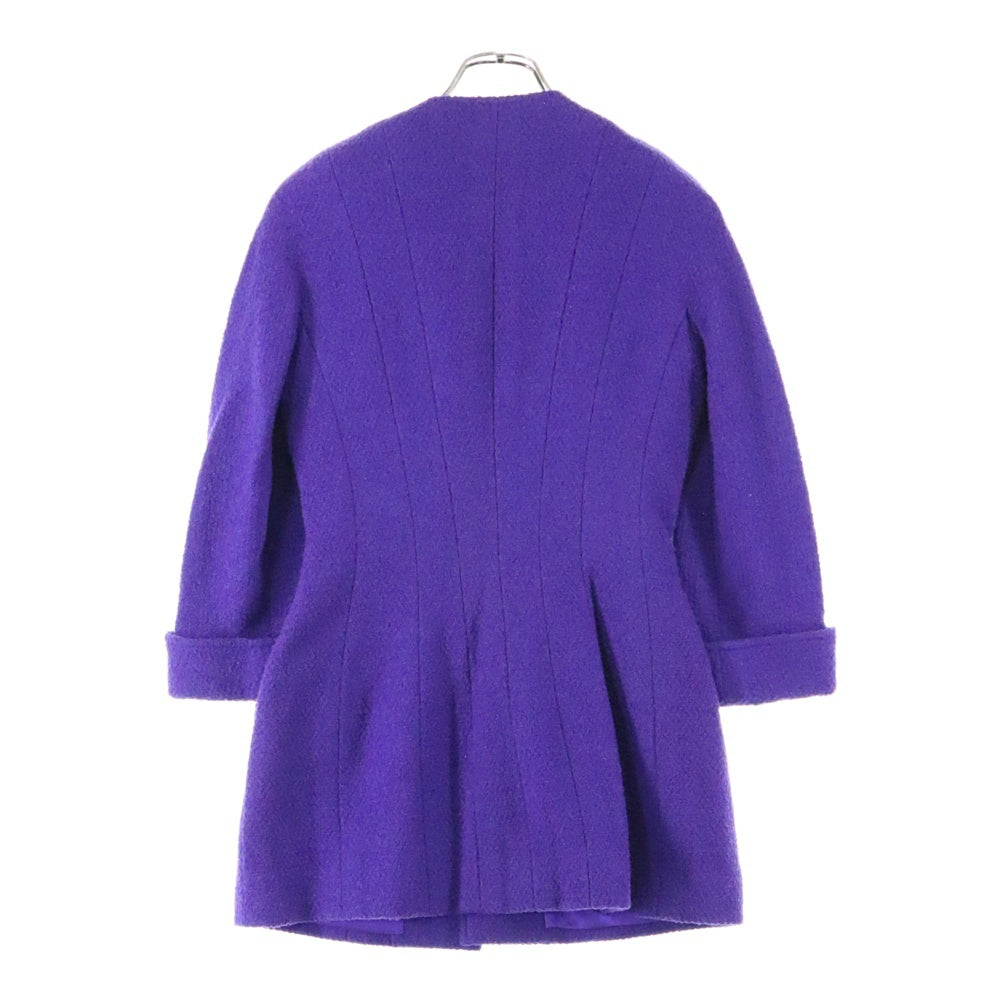 CHANEL(シャネル) 95AW ココマークボタン ウールツイード ノーカラー ロングジャケット パープル レディース P05336V04303