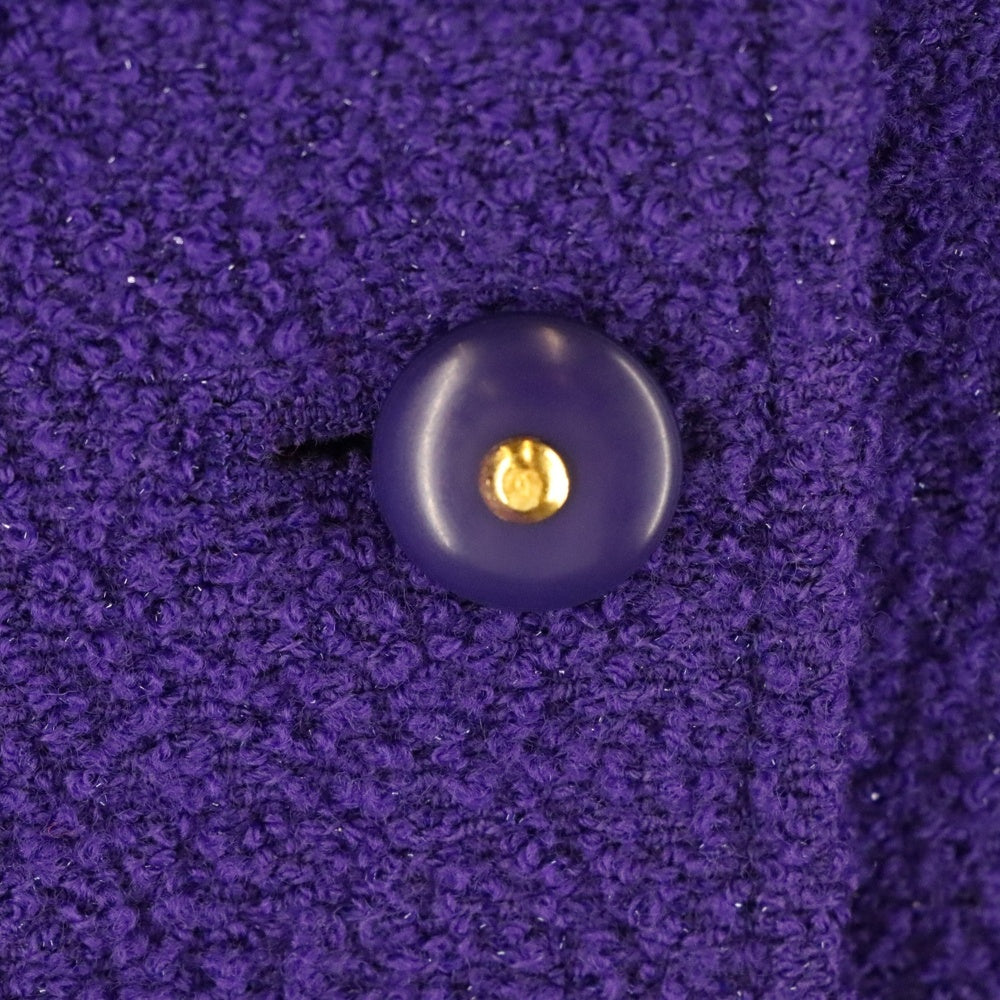 CHANEL(シャネル) 95AW ココマークボタン ウールツイード ノーカラー ロングジャケット パープル レディース P05336V04303