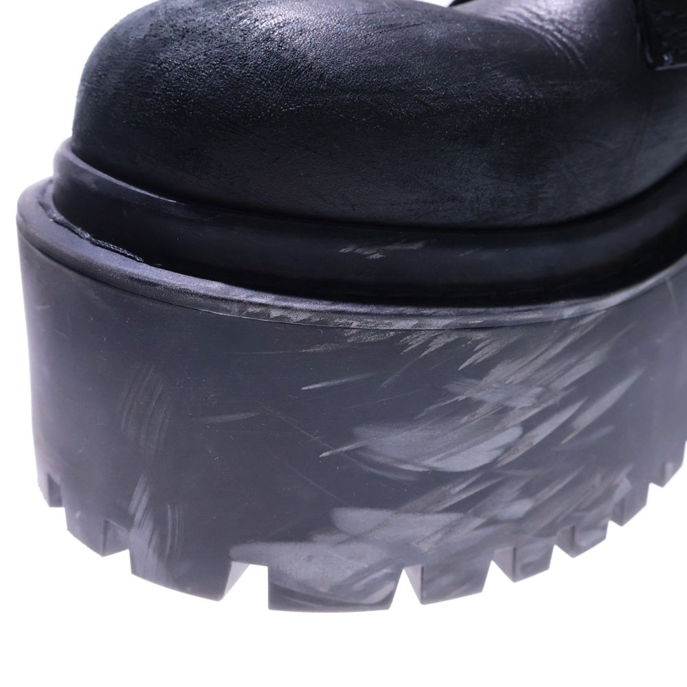 BALENCIAGA(バレンシアガ) BBロゴ レザー レースアップ 厚底 ローカット ダービーシューズ ブラック レディース 820930