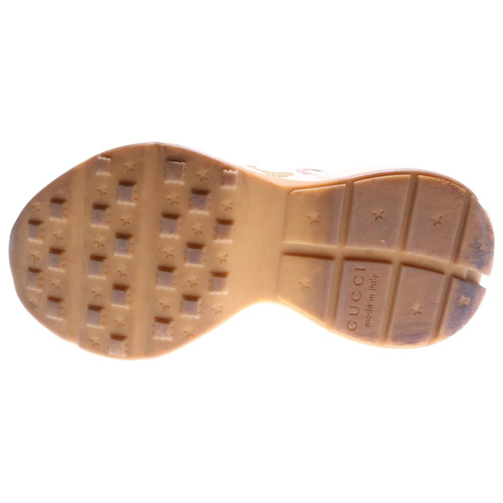 GUCCI(グッチ) 18AW ライトン ラメ グリッターロゴプリント レザー 厚底 レースアップ ローカットシューズ スニーカー ホワイト/アイボリー レディース 524990