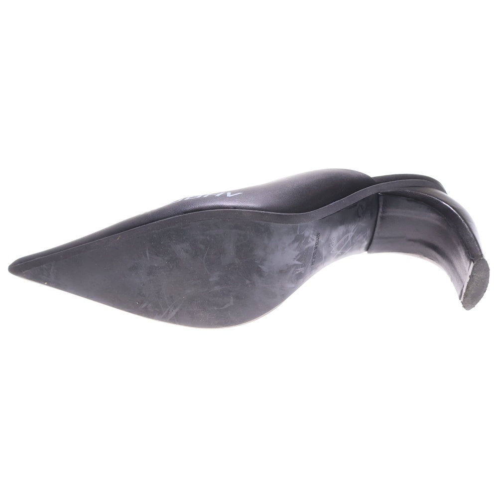 MISBHV(ミスビヘイブ) ロゴ レザーハイヒールパンプス サンダル ブラック