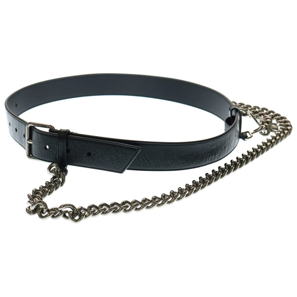BALENCIAGA(バレンシアガ) モナコ レザー チェーンベルト ブラック シルバー金具 811032