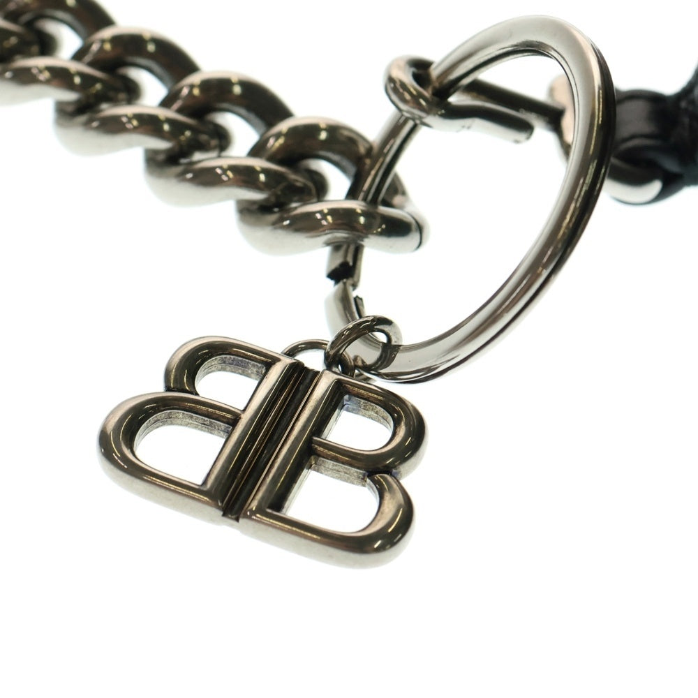 BALENCIAGA(バレンシアガ) モナコ レザー チェーンベルト ブラック シルバー金具 811032