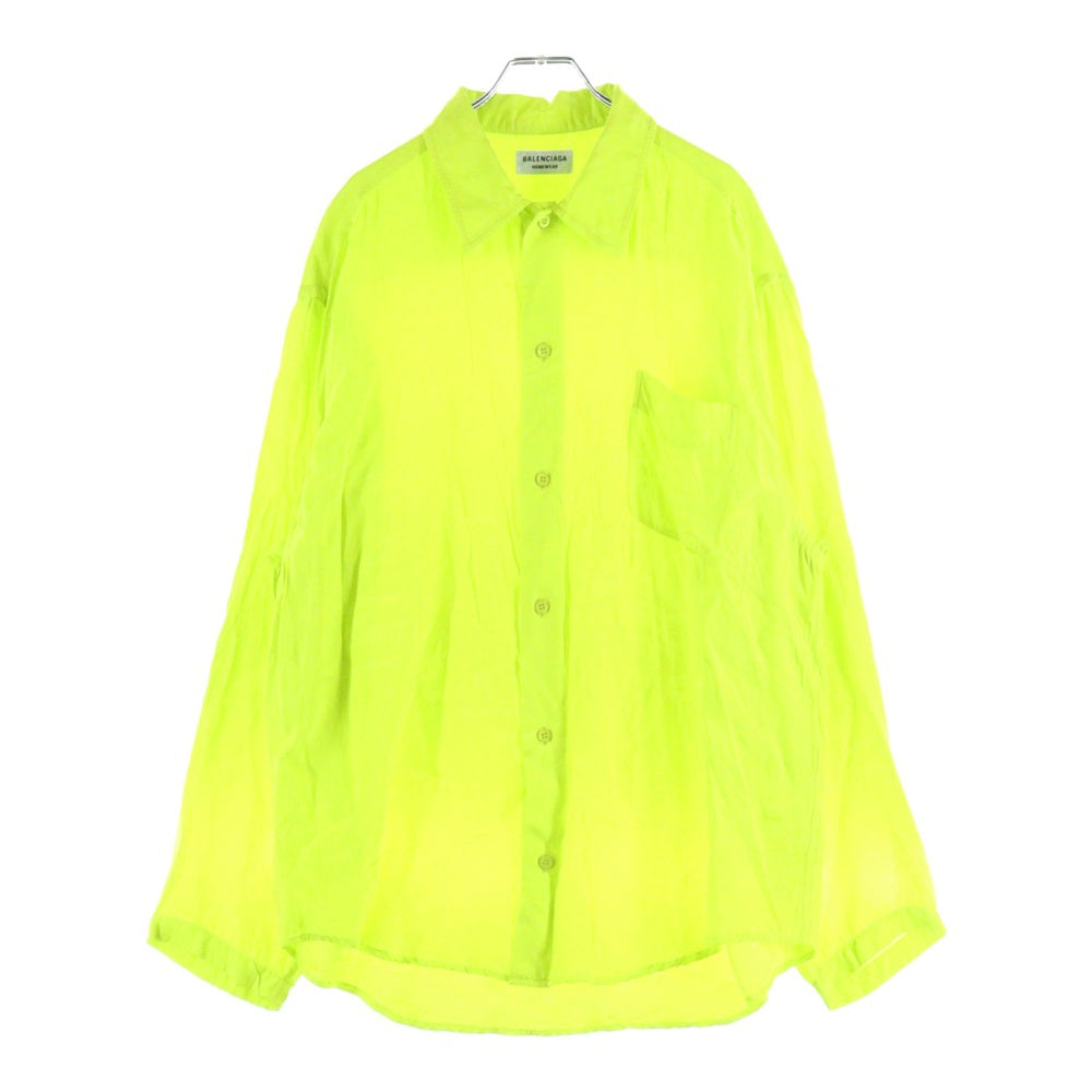 BALENCIAGA(バレンシアガ) ロゴ総柄 レーヨン オーバーサイズ 長袖シャツ イエロー 681631