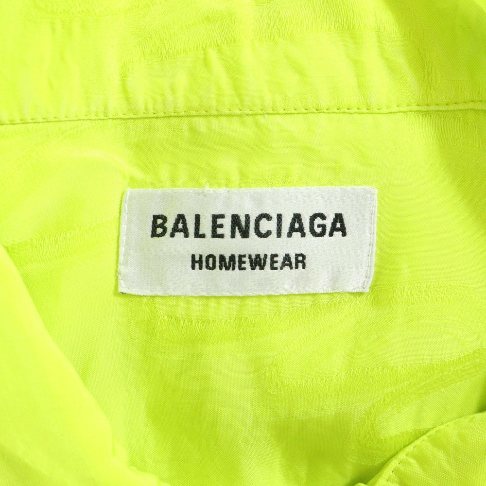 BALENCIAGA(バレンシアガ) ロゴ総柄 レーヨン オーバーサイズ 長袖シャツ イエロー 681631