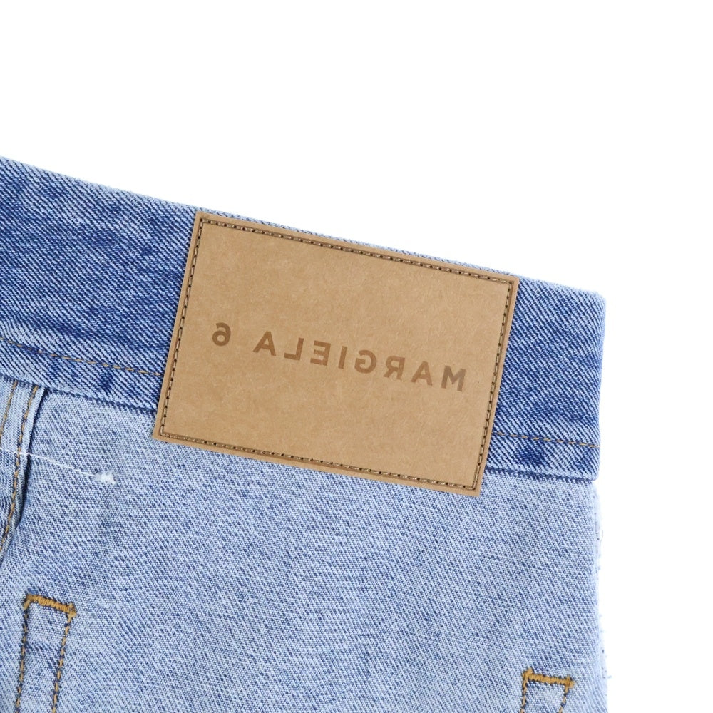 MM6 Maison Margiela(エムエムシックスメゾンマルジェラ) 21AW インサイドアウト ウォッシュ加工 ワイドデニムパンツ インディゴ レディース S62LB0066 S30783