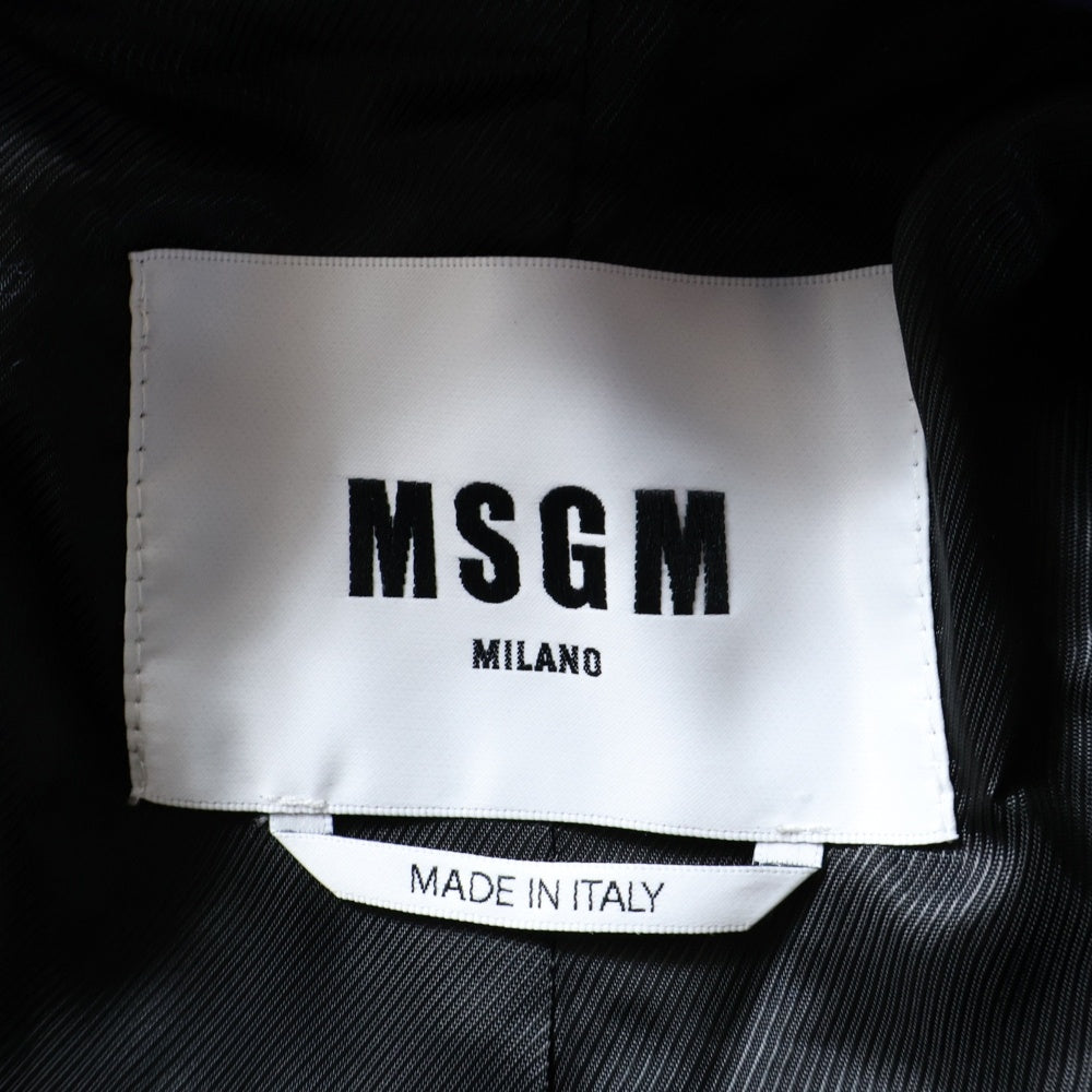 MSGM(エムエスジーエム) ウール ダブルブレスト ピークドラペル チェスター ロングコート パープル