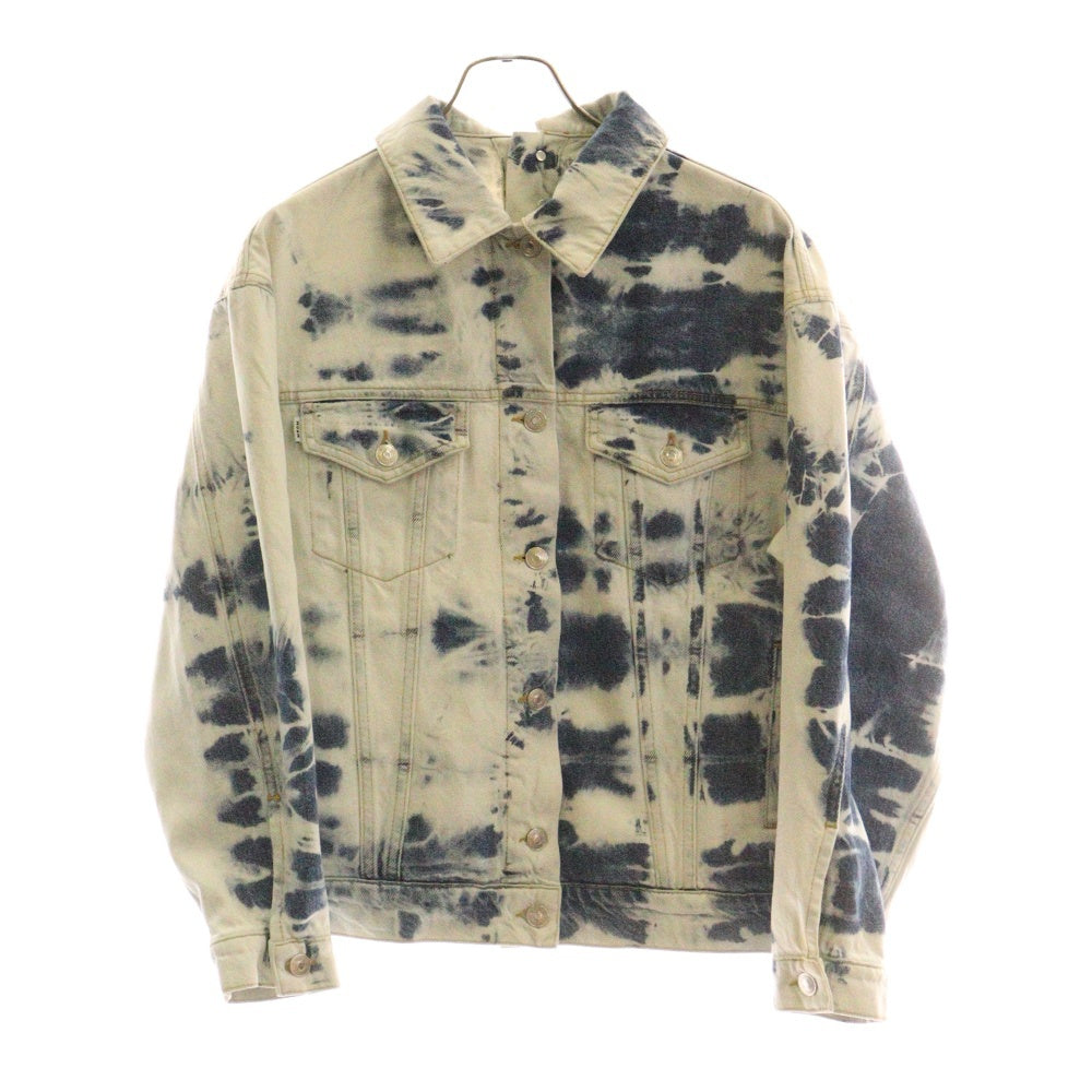 MSGM(エムエスジーエム) セットアップ ロゴ刺繍 ハイブリーチ加工 レザーパッチ 変形デニムトラッカージャケット テーパード デニムパンツ レディース 2841MDH49L 2841MDP51LX